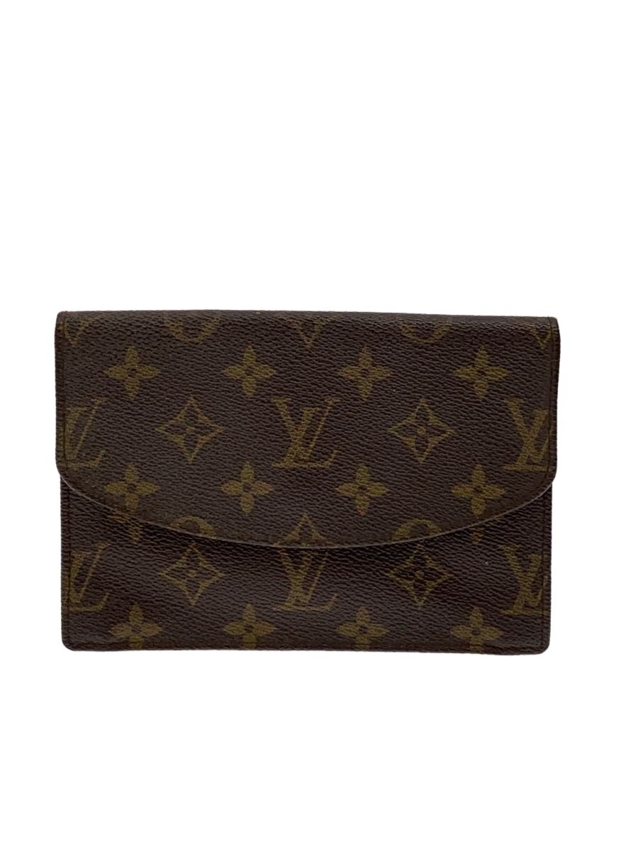 【中古】LOUIS VUITTON◆クラッチペダル御徒面子/なめし革/BRW/総柄【御徒面子】