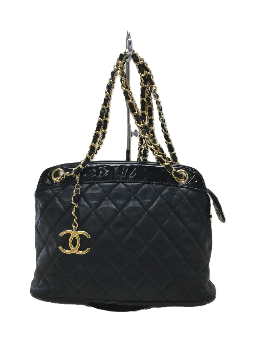 Used Chanel Shoulder Bag/Leather/Black/Matelasse/Patent/Chain  Shoulder/Chanel Ba