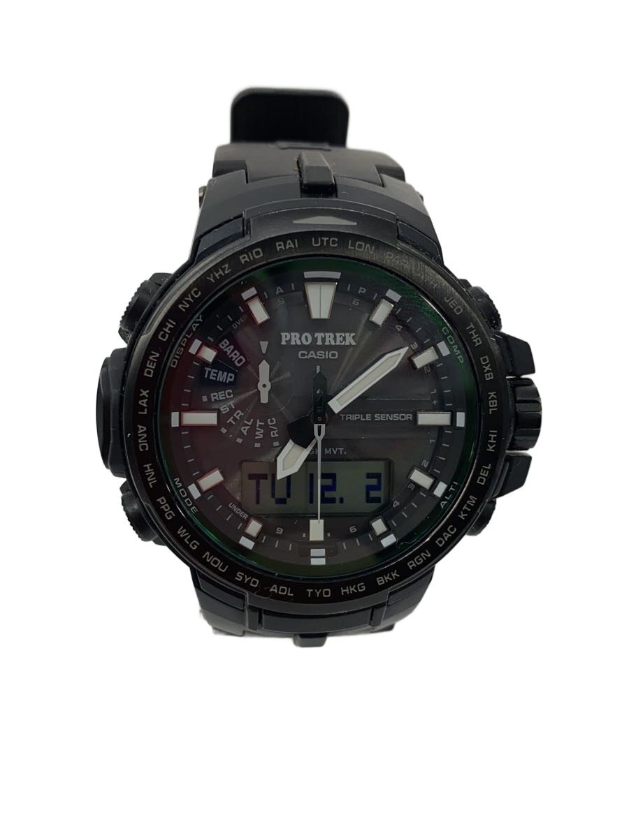 【中古】PROTREK◆ソーラーウオッチ/デジアナ/天然ゴム/BLK/BLK/SS/PRW-S6100Y//【服飾雑貨他】
