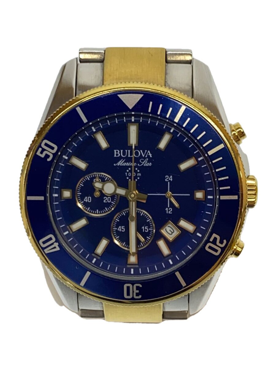 【中古】BULOVA◆石英ウオッチ/アナログ/ステンレス鋼/BLU/SLV/SS/98b230【服飾雑貨他】