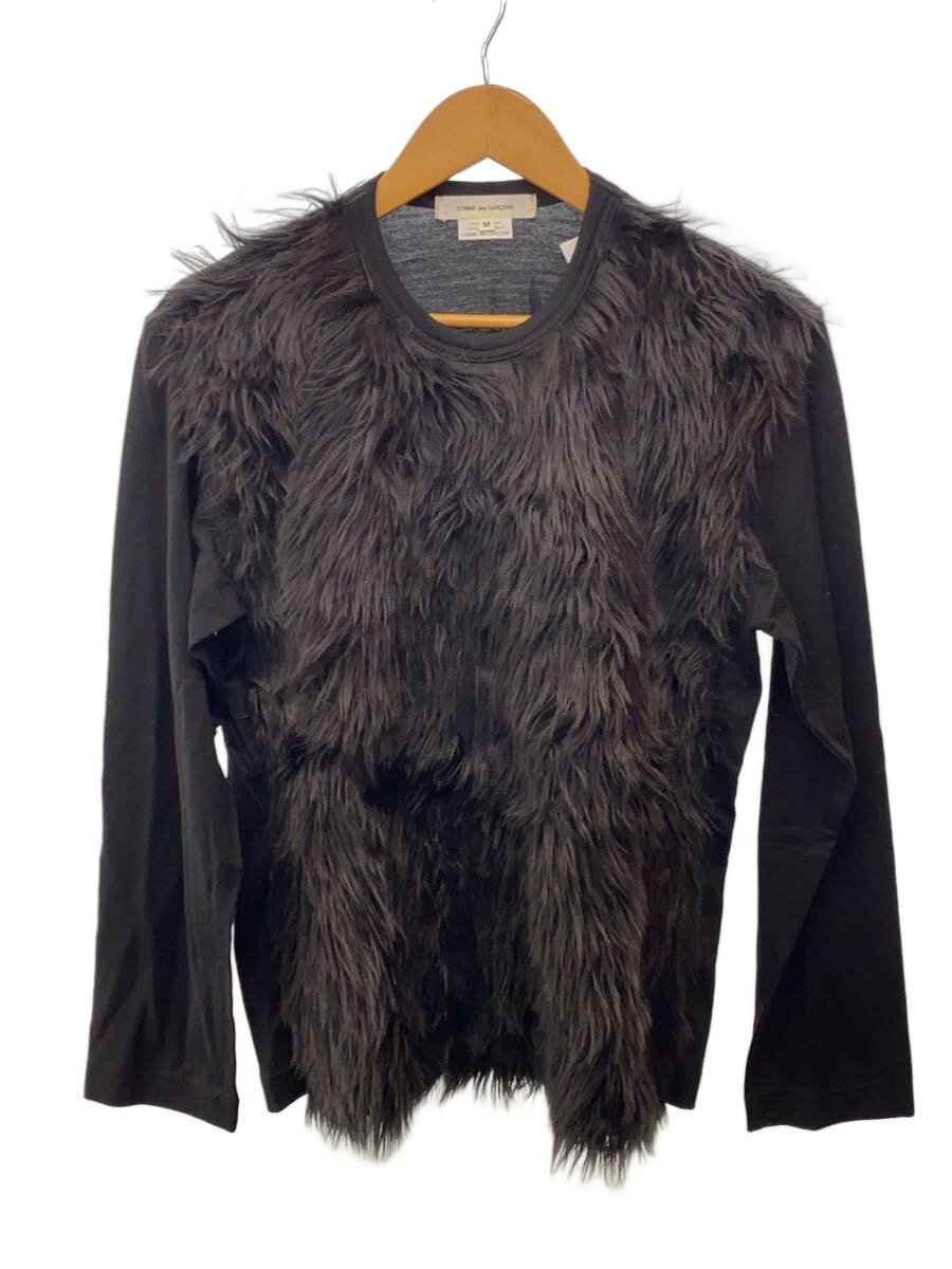 【中古】COMME des GARCONS◆ファーディテールカットソー/M/羊毛/BLK/GL-T024/AD2023【レディース御召しもの】