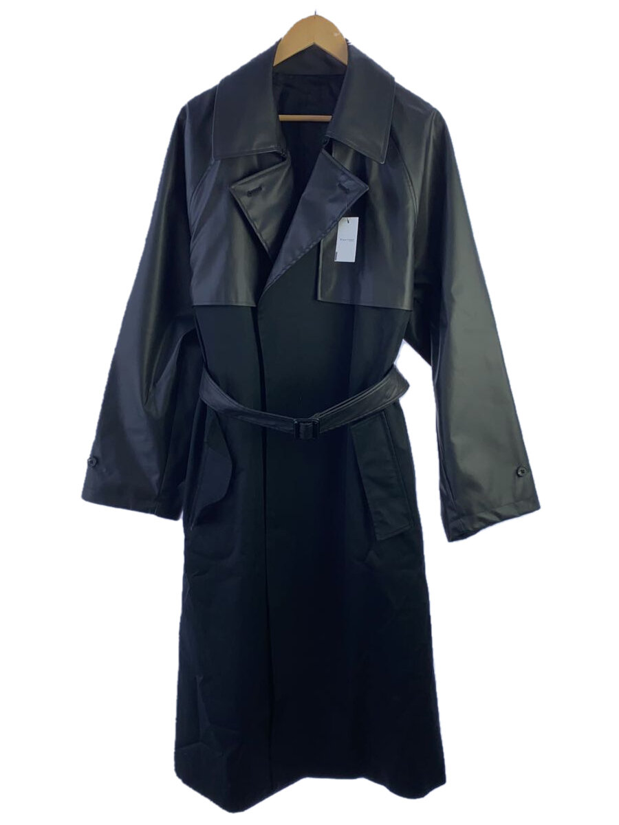 【中古】stein◆CNOTRAST SINGLE BREASTED WIDE LAPELS COAT/M/綿織物/BLK//【メンズウェア】