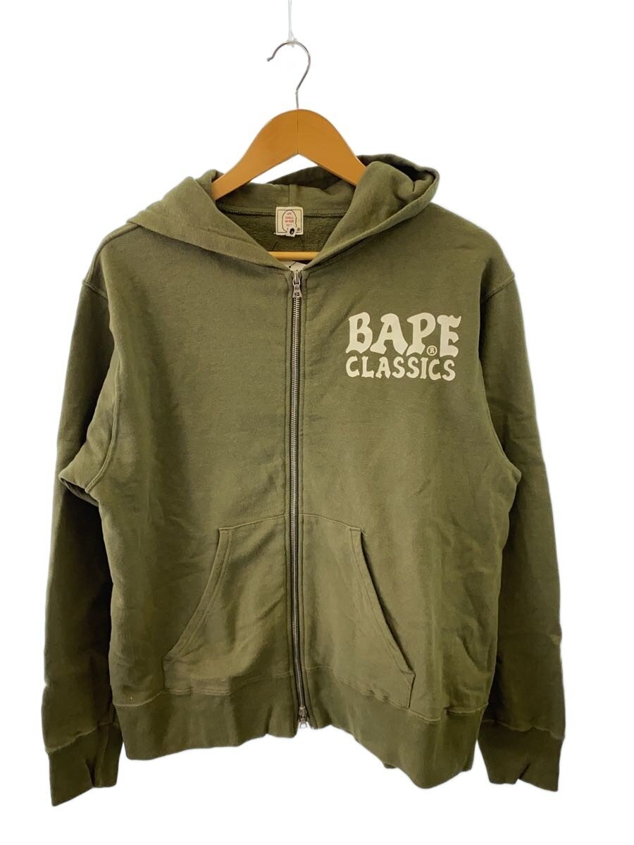 【中古】A BATHING APE◆ジップパーカー/M/綿織物/KHK/※ボンネットほつれ有//【メンズウェア】