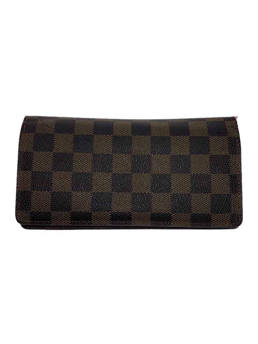 【中古】LOUIS VUITTON◆ポルト・フォイユ・ブラザ_ダミエ・エベヌ_BRW/PVC/BRW/メンズ//【服飾雑貨他】
