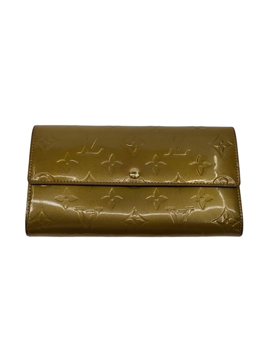 【中古】LOUIS VUITTON◆ポルト・フォイユ・サラ_モノグラム・ヴェルニ/エナメル/BEG/総柄/レディース【服飾雑貨他】