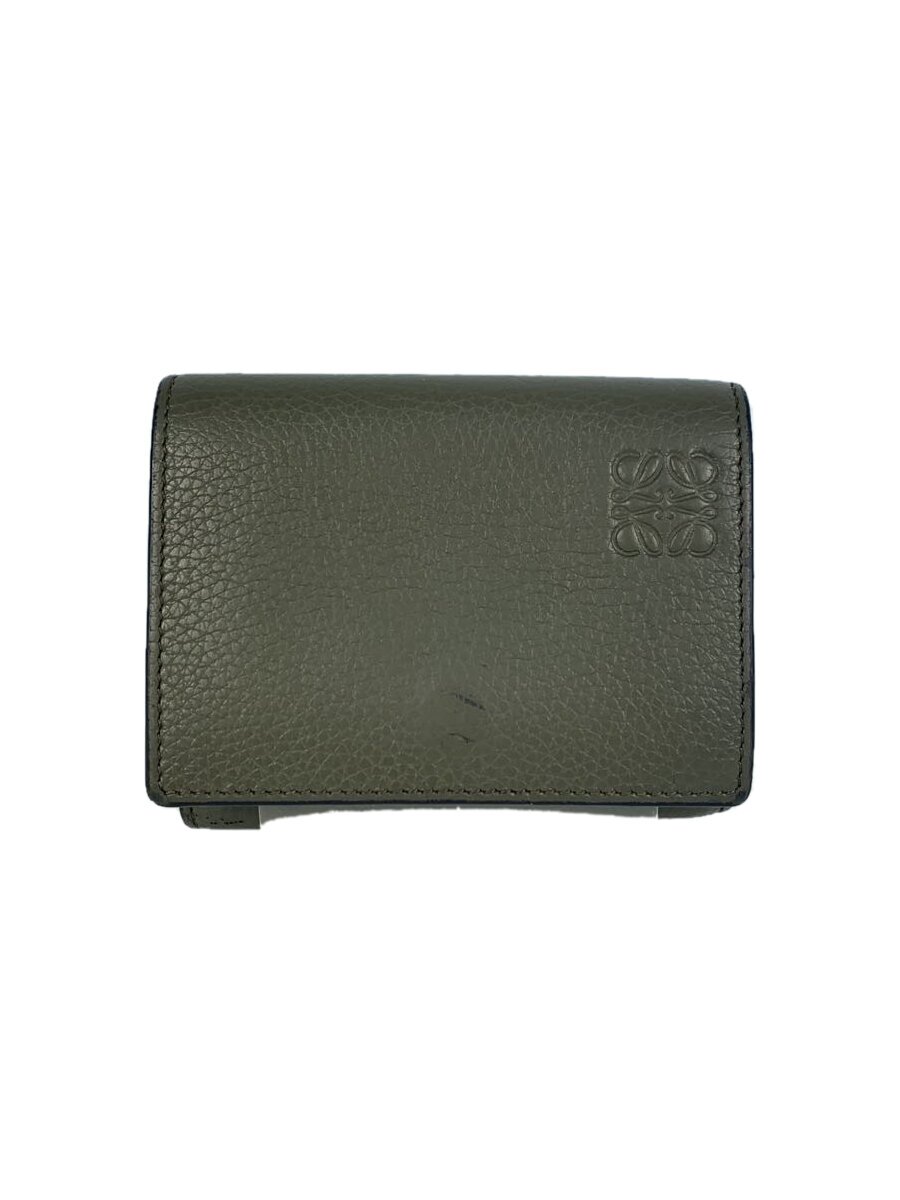 【中古】LOEWE◆TRIFOLD WALLET ANTRACIT/3つ折り金入れ/なめし革/KHK/無地/レディース【服飾雑貨他】