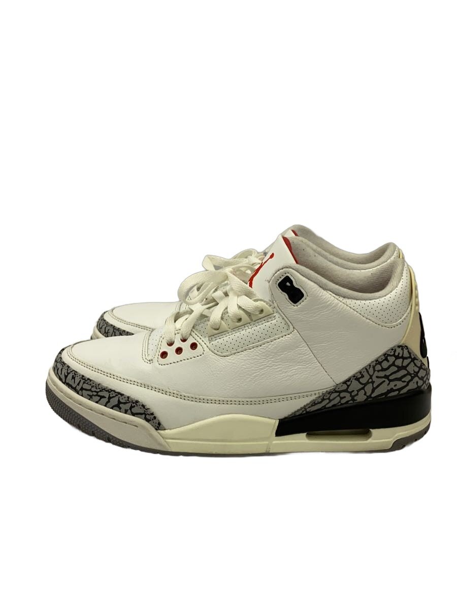 【中古】NIKE◆AIR JORDAN 3 RETRO_エアジョーダン 3 レトロ/27.5珊/WHT【シューズ】
