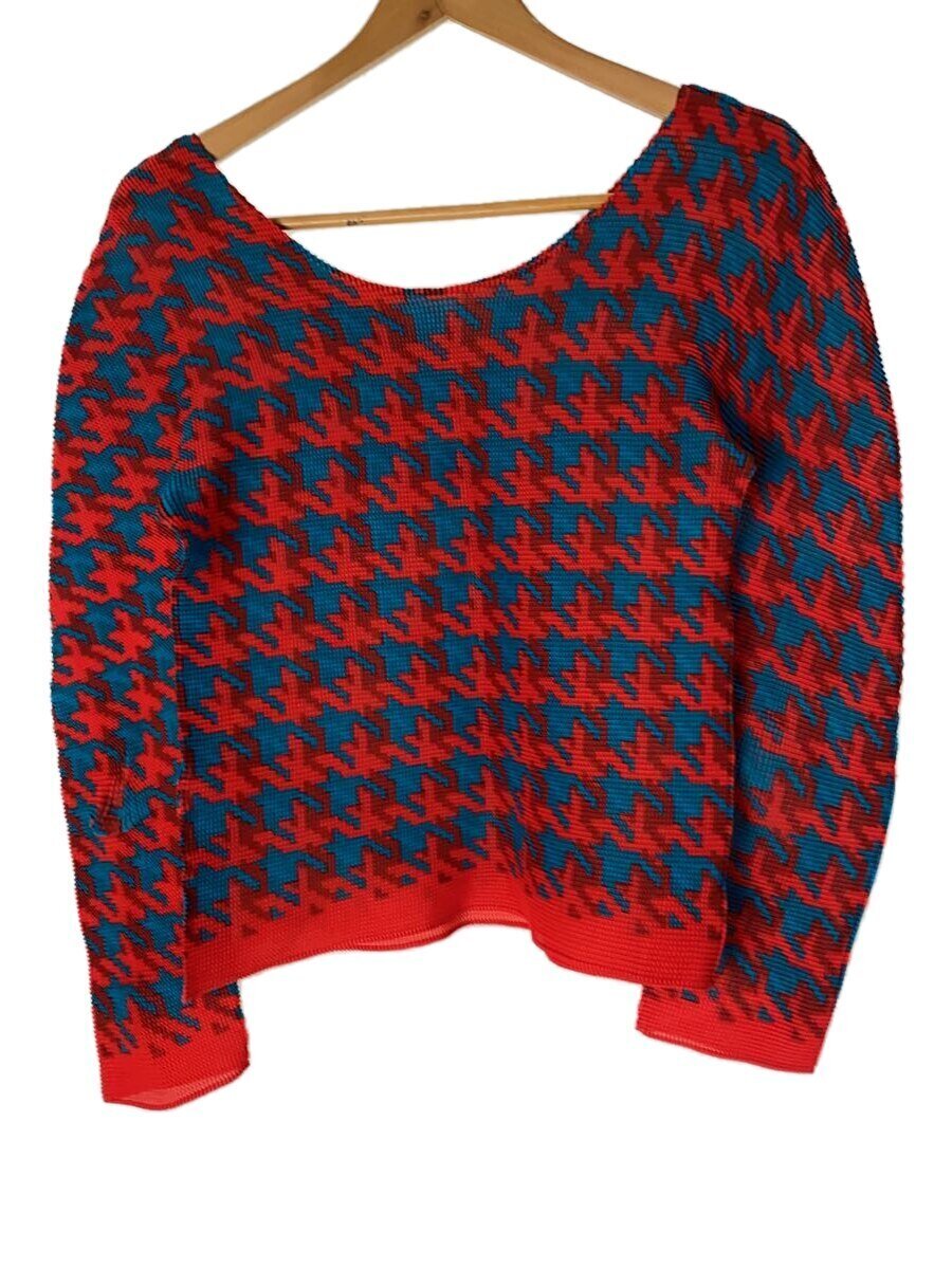 【中古】me ISSEY MIYAKE◆プリーツカットソー/--/ポリエステル/RED/チドリ透かし彫り/MI31FJ142【レディース御召しもの】