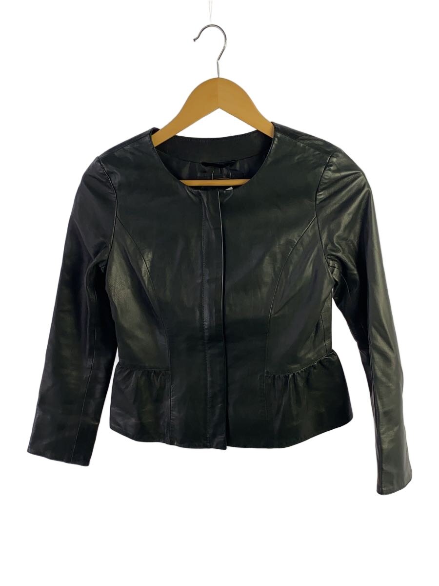 【中古】UNTITLED◆なめし革上衣・上衣/1/羊革/BLK/無地/AC153-43206JJ【レディース御召しもの】