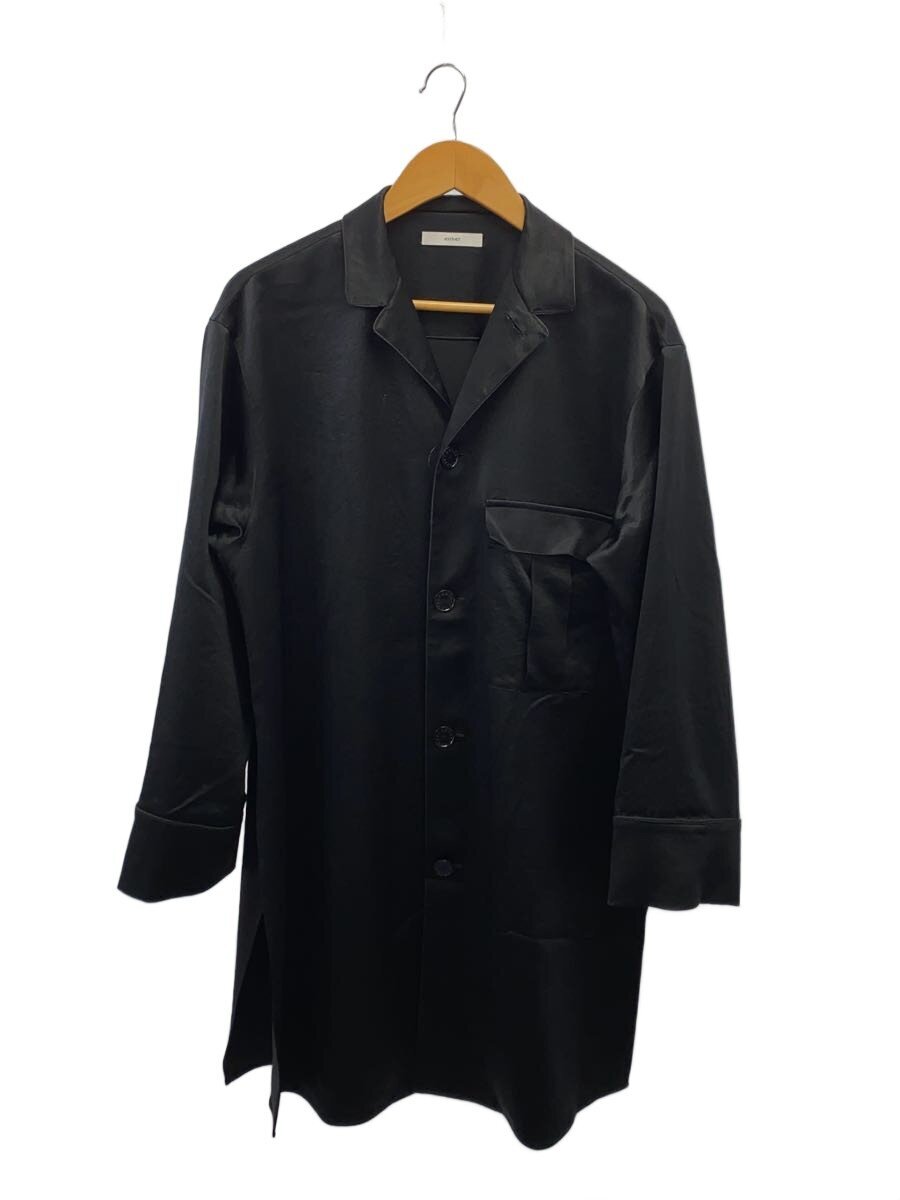 【中古】ASTRAET◆23SS/サテンパジャマシャツ/長袖プルオーバー/--/--/BLK/無地/5421-270-0122【レディース御召しもの】