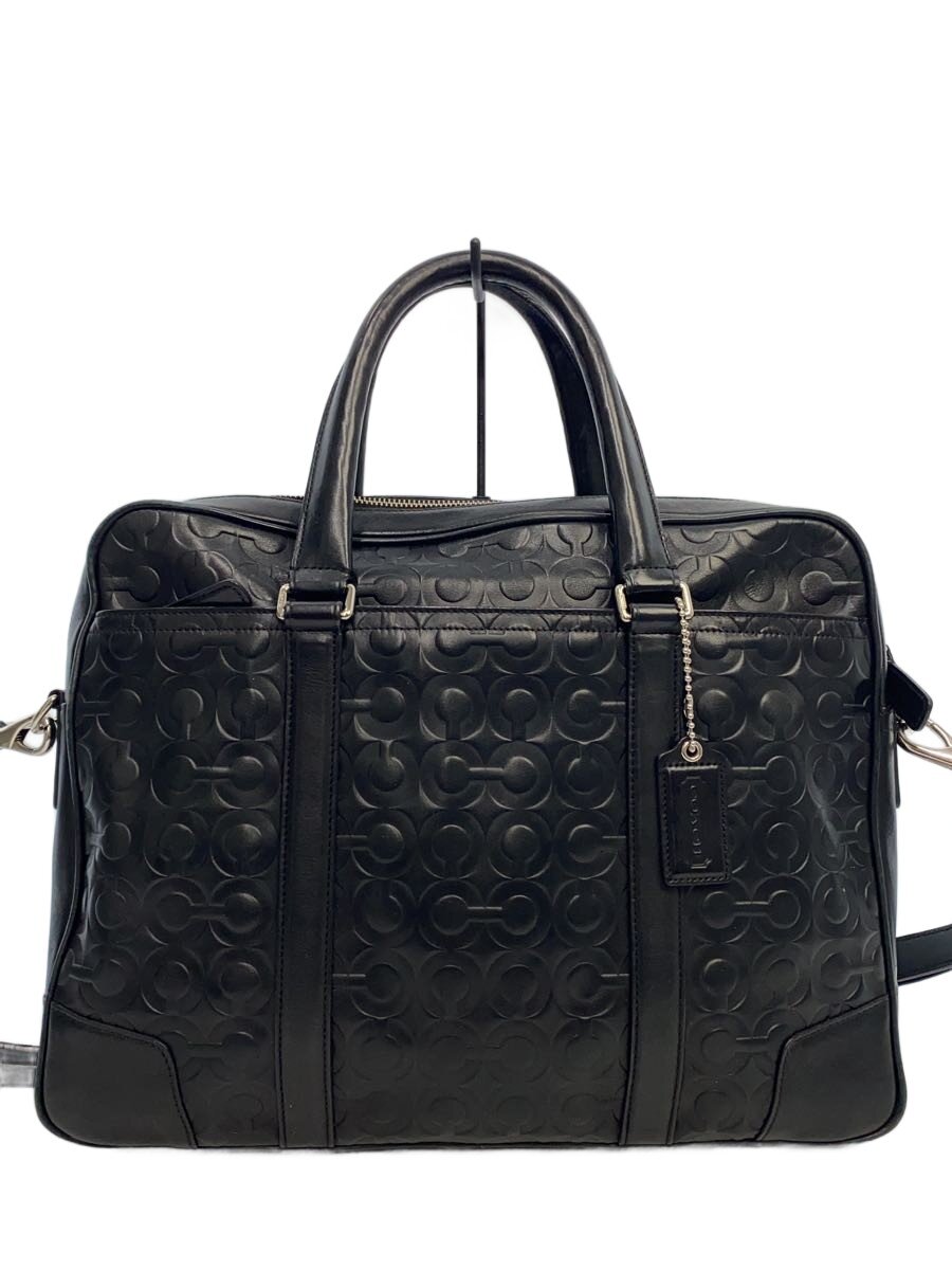 【中古】COACH◆ブリーフ入れもの_オプアート_ブリーカー/なめし革/黒いこと/コーチ職【御徒面子】