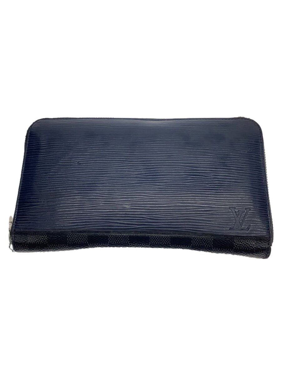 【中古】LOUIS VUITTON◆ジッピー・オーガナイザー_エピ_ダミエ・グラフィット_NVY/牛革/BLK/メンズ【服飾雑貨他】
