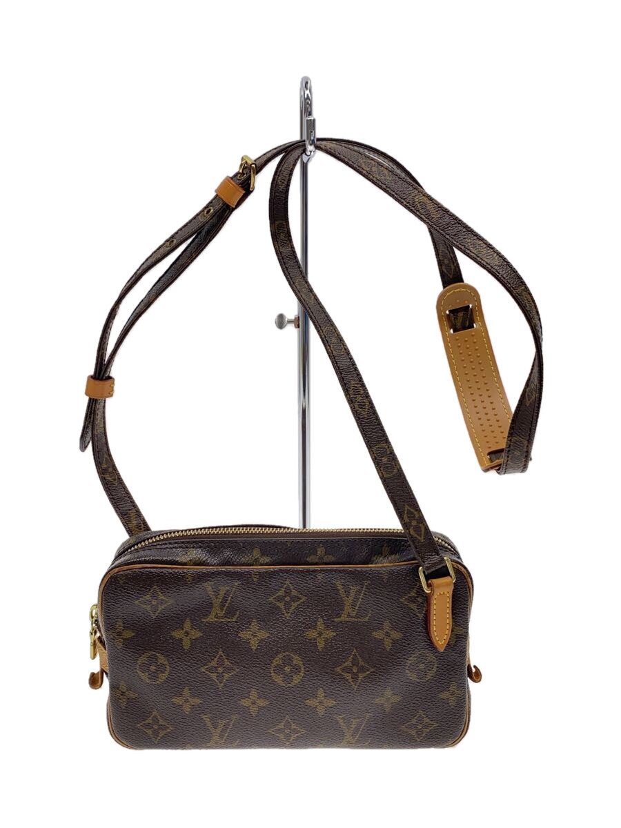 【中古】LOUIS VUITTON◆ポシェット・マルリー・バンドリエール_モノグラム・帆布_BRW/PVC/BRW【御徒面子】