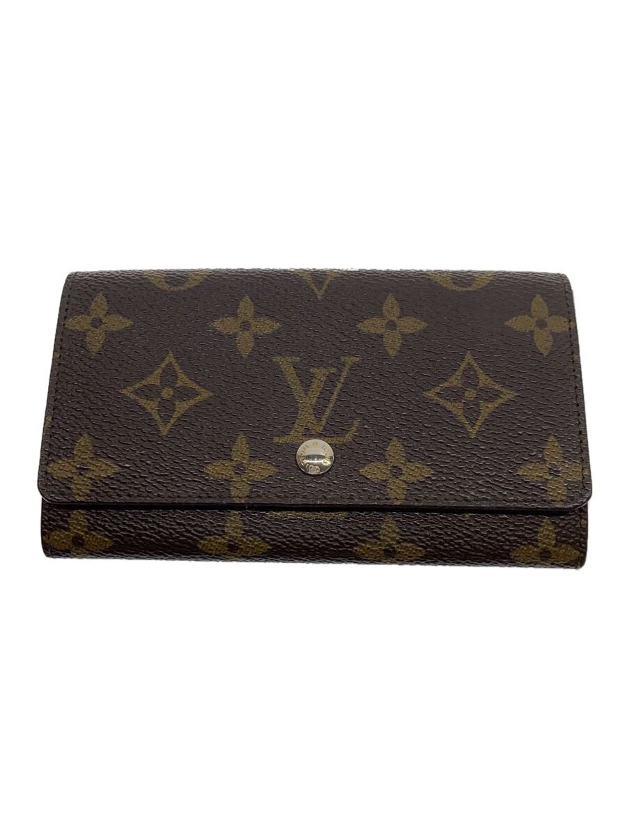 【中古】LOUIS VUITTON◆ポルト・モネ・ジップ_モノグラム・帆布_BRW/PVC/BRW/レディース【服飾雑貨他】