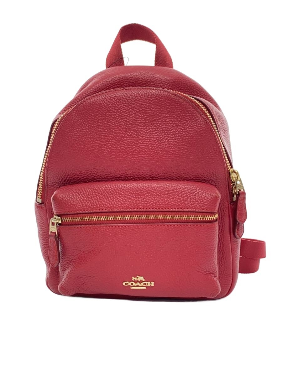 【中古】COACH◆ミニチャーリー・バックパック/なめし革/RED【御徒面子】