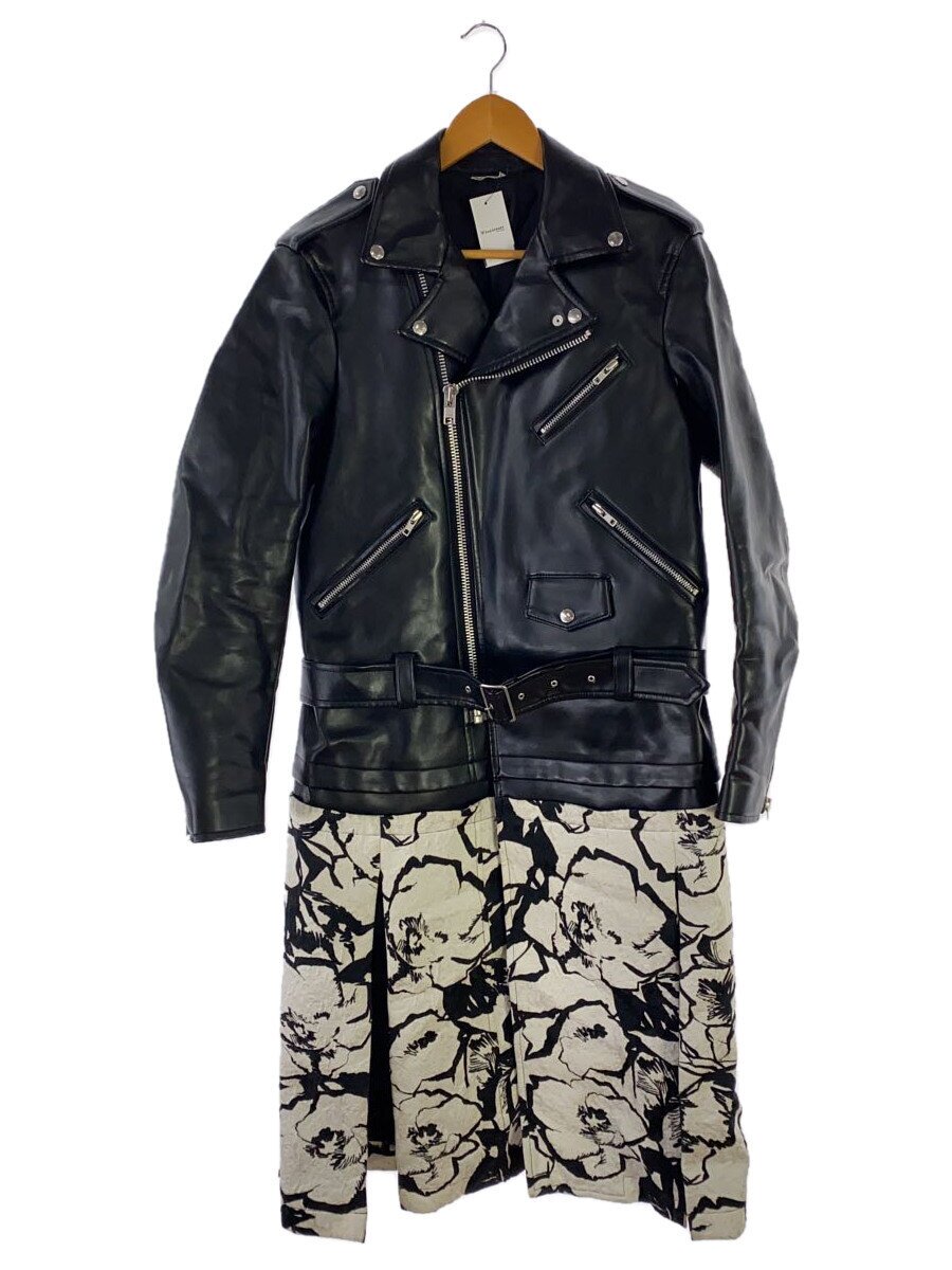 【中古】COMME des GARCONS HOMME PLUS◆ダブルライダースジャケット/S/フェイクレザー/BLK/pi-j034【メンズウェア】