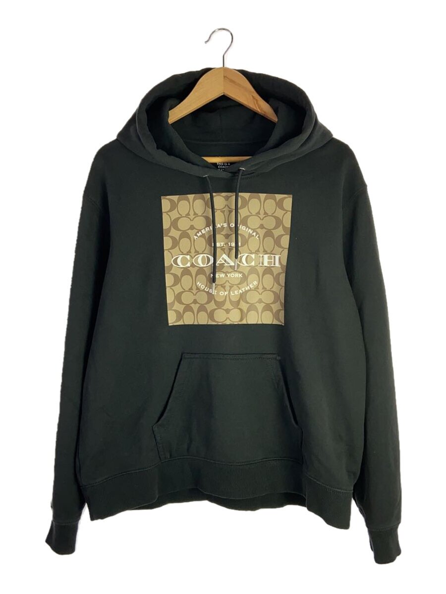 【中古】COACH◆シグネチャーフーディー/パーカー/M/綿織物/黒いこと/刷り上げる/c8774【レディースお召しもの】