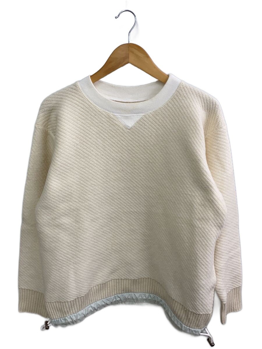 【中古】sacai◆編み物・ティーシャツ(朦朦たる)/1/羊毛/WHT/23-03224M【メンズウェア】