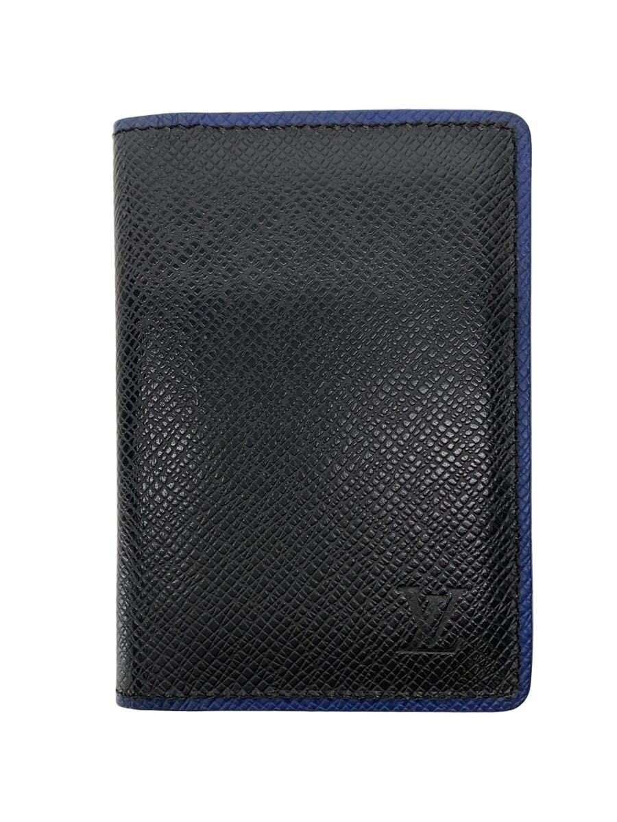 【中古】LOUIS VUITTON◆オーガナイザー・ドゥ・ポッシュ_五分五分ガ/牛皮/BLK/メンズ【服飾雑貨他】