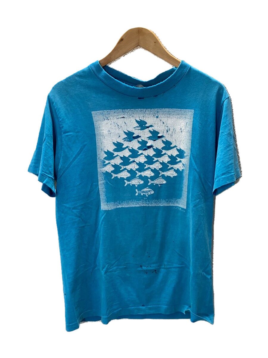 【中古】90s/SOF TEE/M.C Escher/だまし絵/ボロ/プルオーバー/M/綿織物/BLU/刷り上げる【メンズウェア】