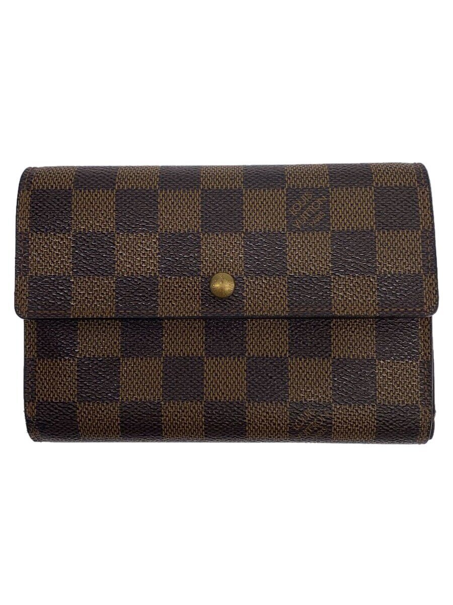 【中古】LOUIS VUITTON◆ポルト・トレゾール・エテュイ・パピエ_ダミエ・エベヌ_BRW/PVC/BRW/メンズ【服飾雑貨他】