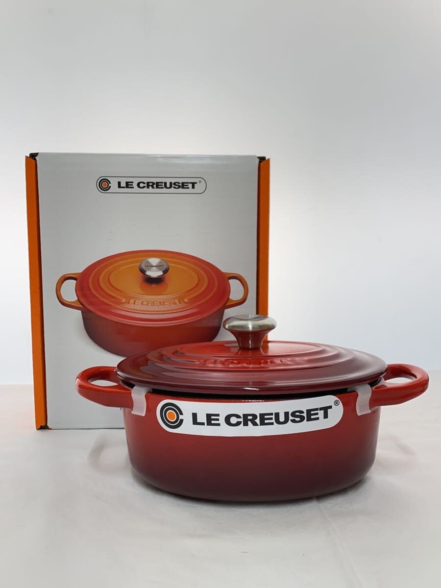 【中古】LE CREUSET◆シグニチャー ココット オーバル17/鍋/RED/0.9L/ホーロー鍋//【勝手もと装置】