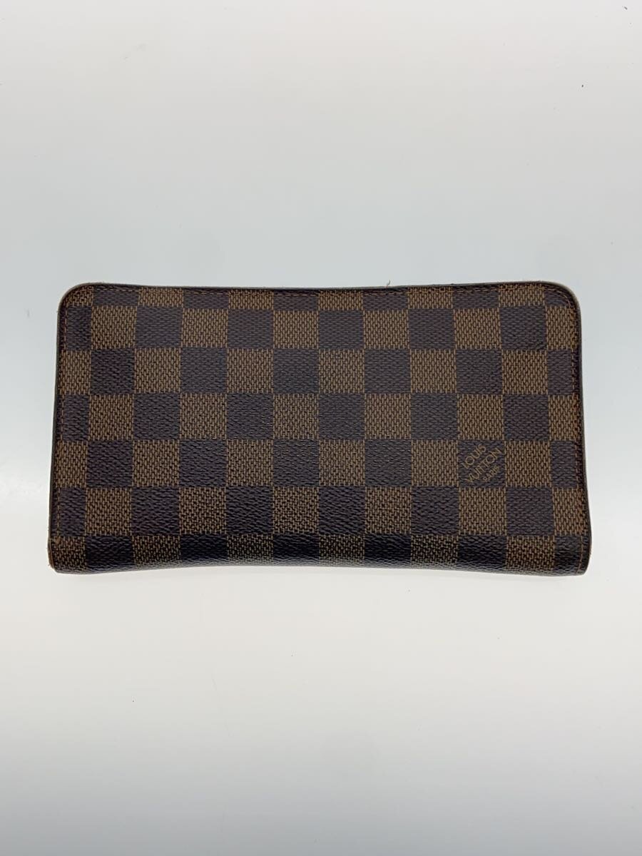 【中古】LOUIS VUITTON◆ポルト・モネ・ジップ_ダミエ・エベヌ_BRW/PVC/BRW/メンズ//【服飾雑貨他】