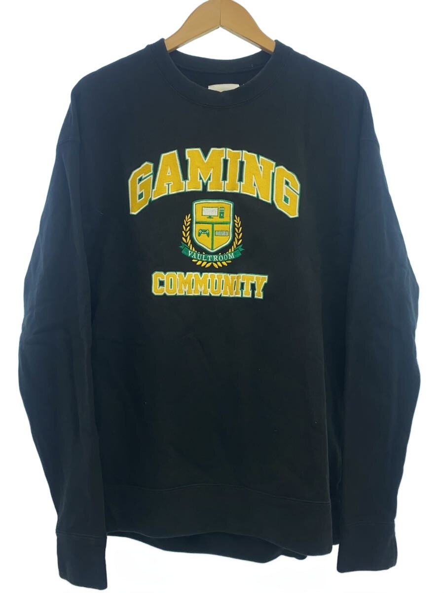 【中古】vaultroom◆汗水/L/綿織物/BLK/VGC COLLEGE LOGO CREWNECK/ブイジーシーカレッジロゴ//【メンズウェア】