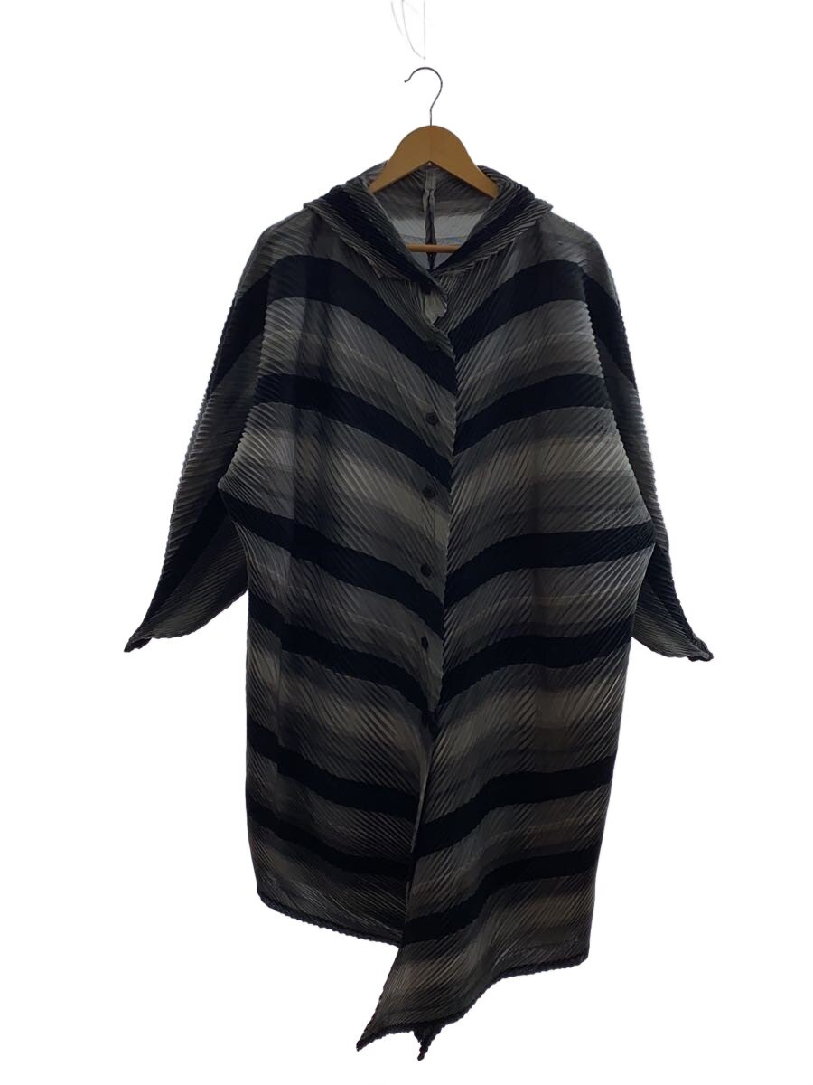 【中古】ISSEY MIYAKE◆厚地の外套/2/ポリエステル/GRY/総柄/IM23FD103【レディース御召しもの】