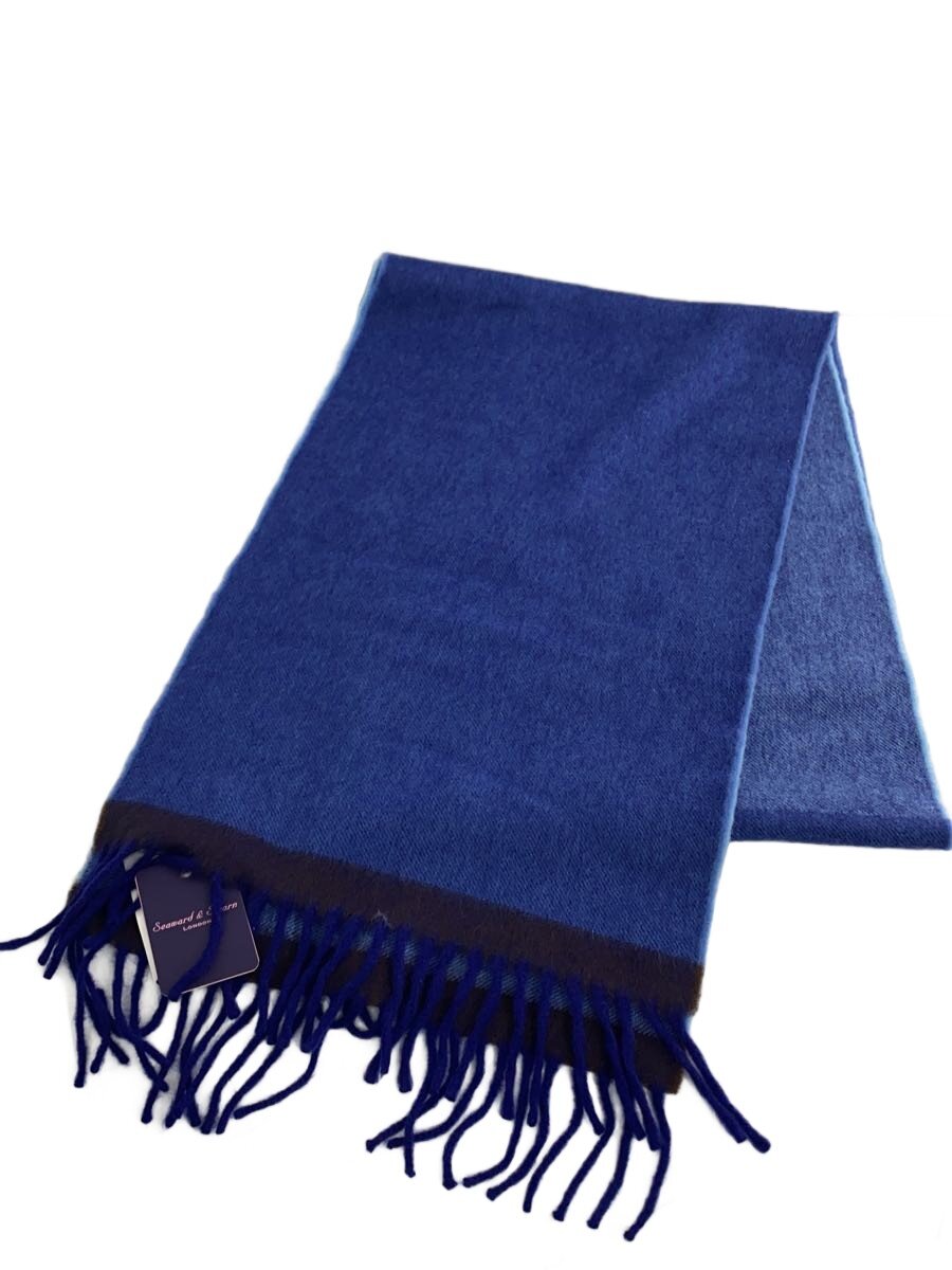 【中古】Seaward\u0026Stearn◆えり巻き/羊毛/BLU/メンズ/25アンゴラ【服飾雑貨他】