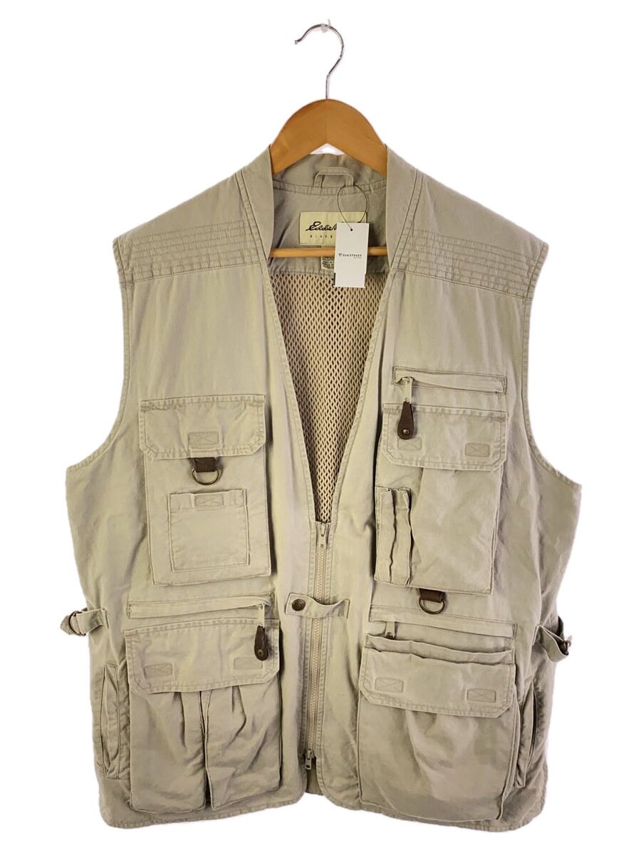 【中古】EDDIE BAUER◆90s/フィッシングベスト/大層らしい大きさ/M/綿織物/BEG/215756【メンズウェア】