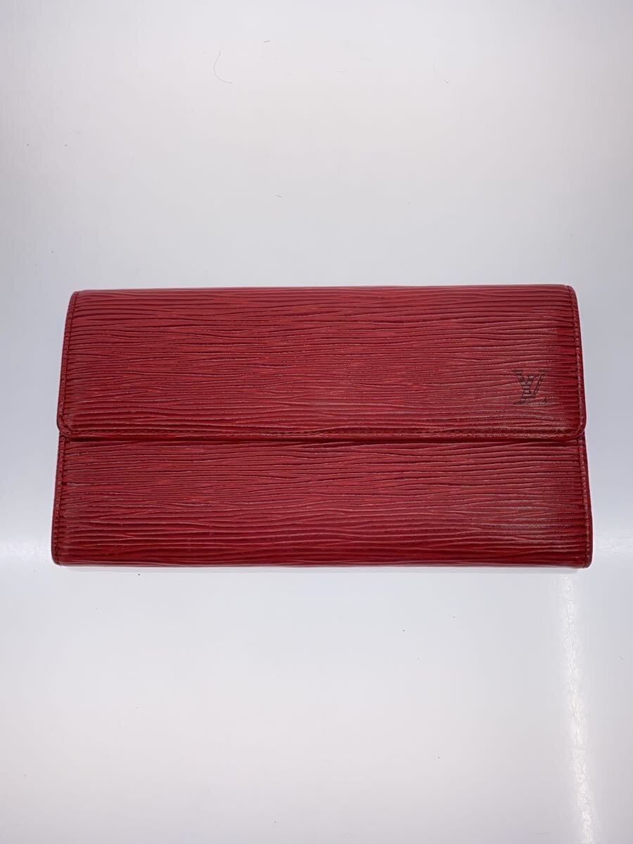 【中古】LOUIS VUITTON◆ポシェット・ポルト・モネ・クレディ_エピ/なめし革/RED/無地/レディース【服飾雑貨他】