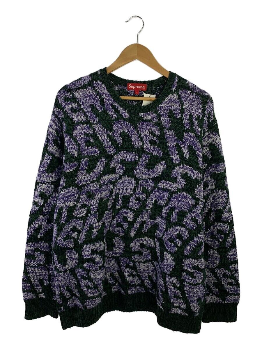 【中古】Supreme◆編み物・プルオーバー(朦々たる)/L/綿織物/GRN/総柄【メンズウェア】