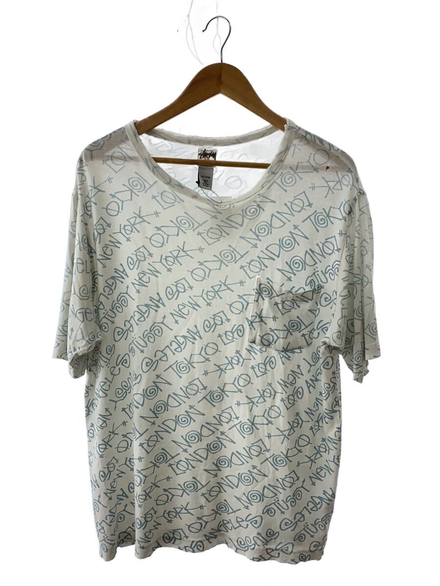 【中古】STUSSY◆OLD/プルオーバー/綿織物/WHT/総柄【メンズウェア】
