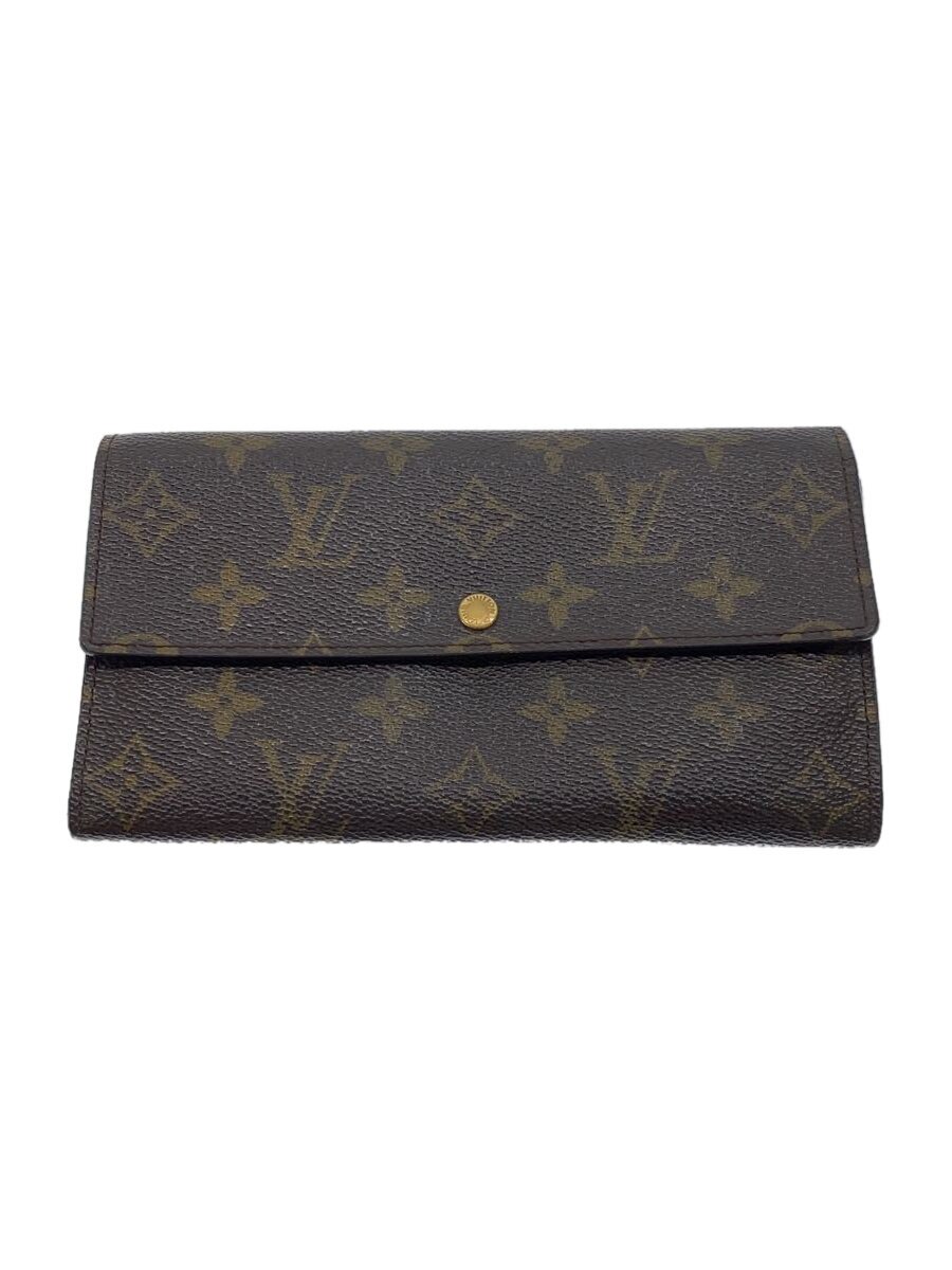 【中古】LOUIS VUITTON◆1)ポルト・フォイユ・サラ_モノグラム・帆布_BRW/PVC/BRW/メンズ【服飾雑貨他】