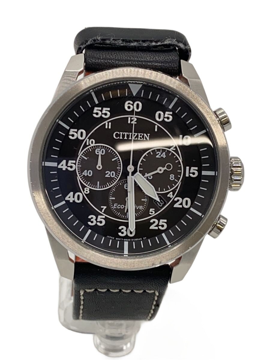 【中古】CITIZEN◆石英ウオッチ/アナログ/なめし革/BLK/BLK/B620-S097240//【服飾雑貨他】