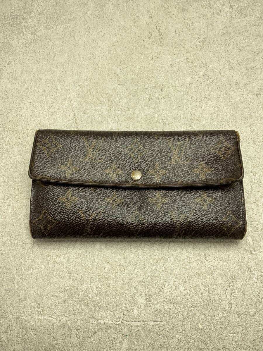 【中古】LOUIS VUITTON◆ルイヴィトン/M61734/ポルト・フォイユ・サラ/モノグラム・キャンバス/ブラウン【服飾雑貨他】