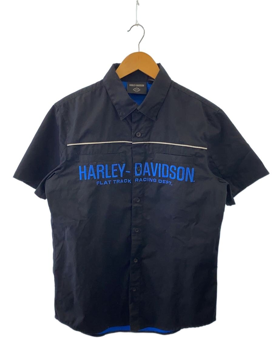 【中古】HARLEY DAVIDSON◆レーシングシャツ/半袖プルオーバー/M/綿織物/BLU/96455-24VM【メンズウェア】