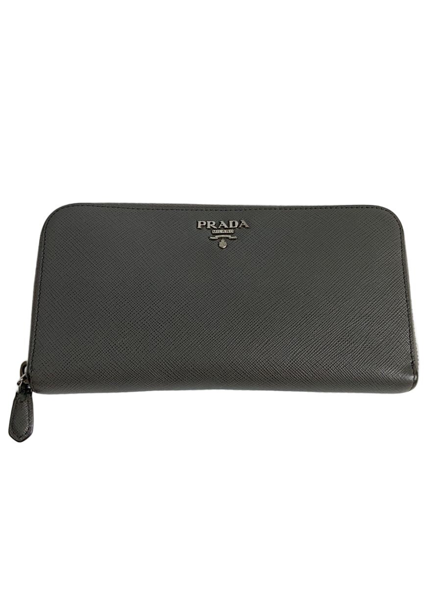 【中古】PRADA◆長金入れ/薄墨色/レディース/ラウンドチャック/ジッププル打ちこわれる有/汚れた状態有【服飾雑貨他】