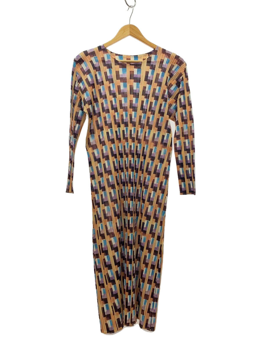【中古】PLEATS PLEASE ISSEY MIYAKE◆22SS/真四角読み合わせる/長袖衣装/2/ポリエステル/マルチ色合い/PP21-JH685//【レディースお召しもの】