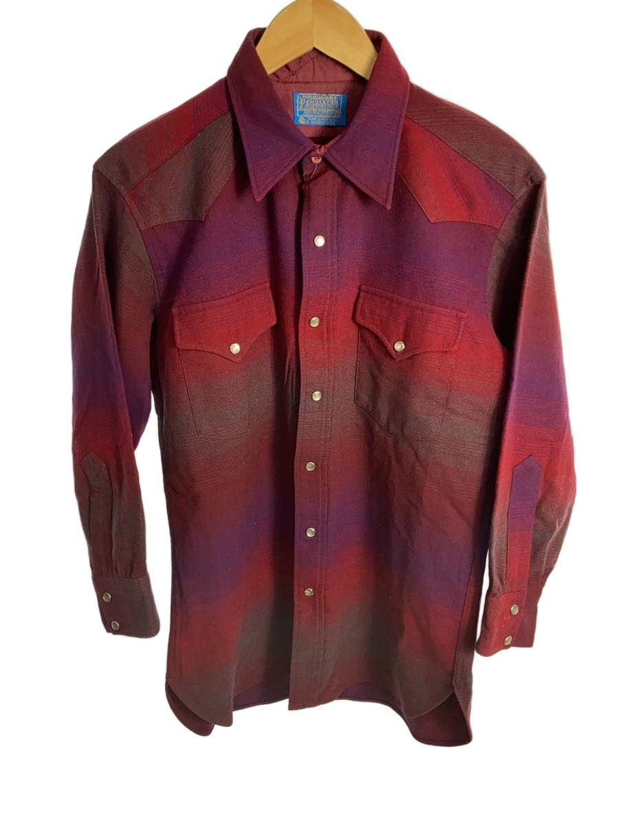 【中古】PENDLETON◆長袖プルオーバー/M/羊毛/RED/間借り人【メンズウェア】