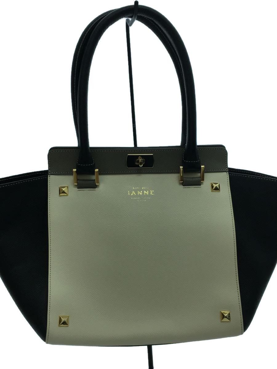 【中古】IANNE◆ディスコティック/黒いこと/ジャイアントパンダ/トートバッグ/なめし革/象牙色/バイ色つや【御徒面子】