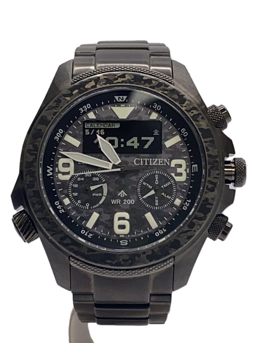 【中古】CITIZEN◆ソーラーウオッチ/デジアナ/ステンレス鋼/黒いこと/しろがね色/JV1008-63E/35th/労働者階級お師匠さん【服飾雑貨他】