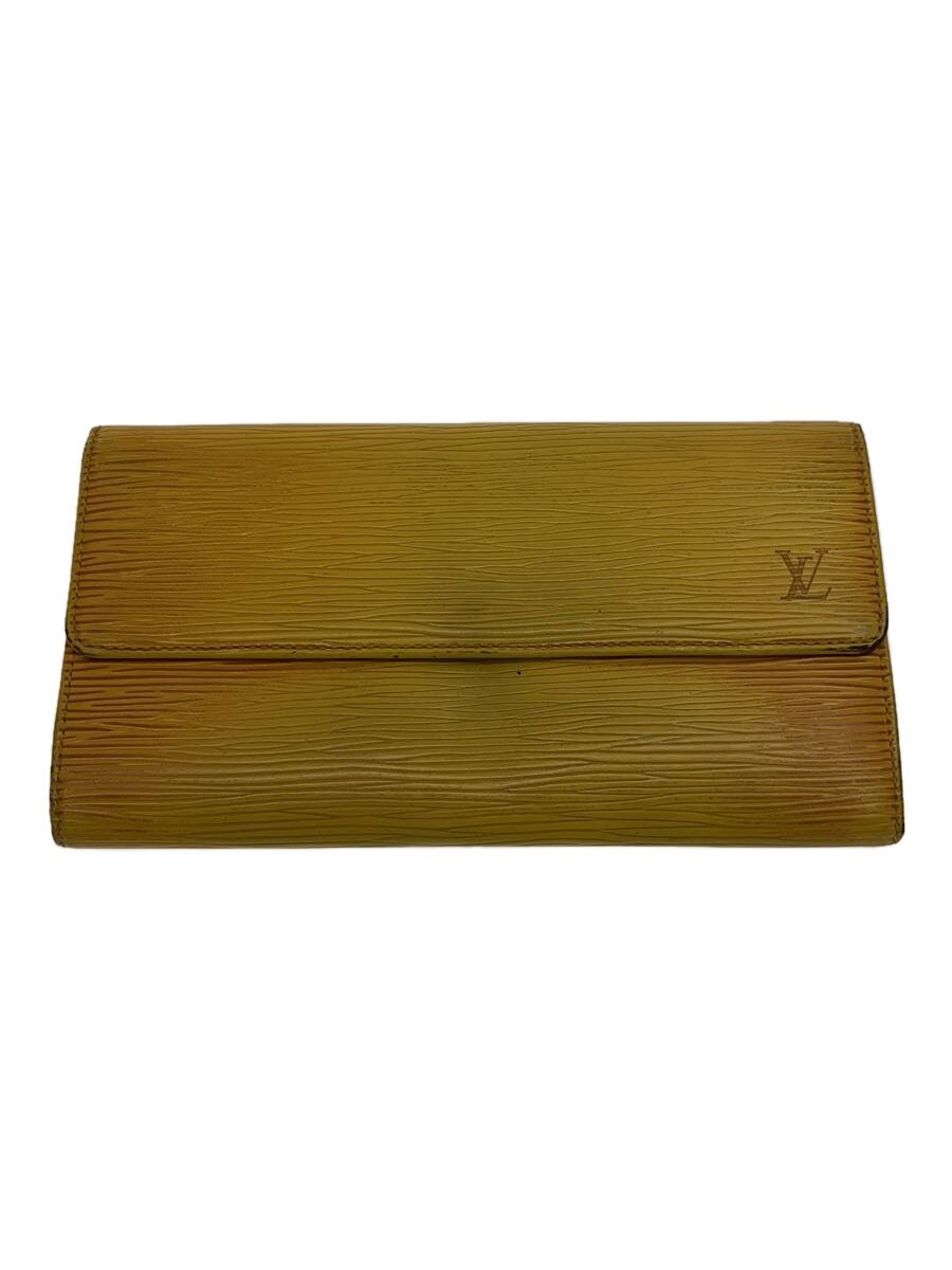 【中古】LOUIS VUITTON◆長紙入れ/なめし革/YLW/無地/レディース【服飾雑貨他】