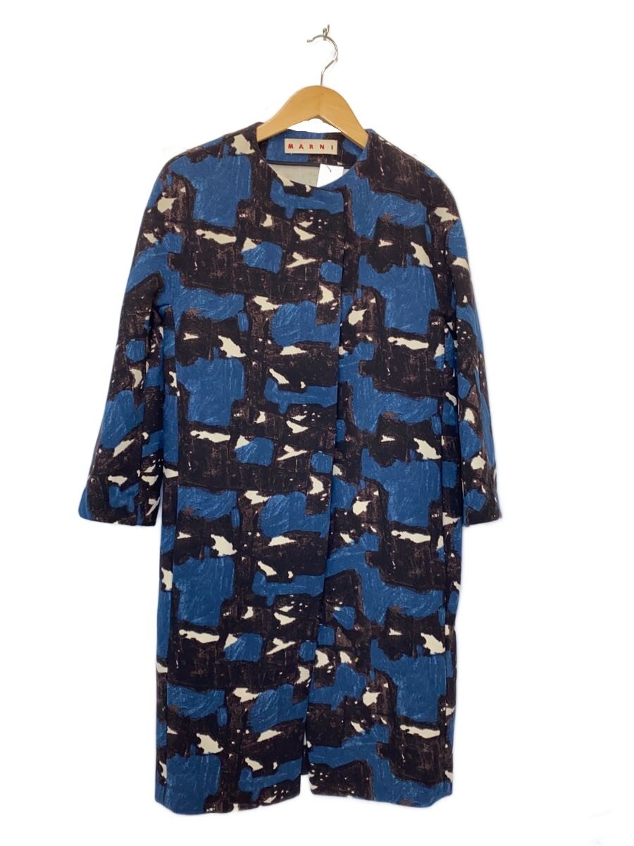 【中古】MARNI◆長袖衣裳/38/羊毛/BLU/総柄/cpmas57a00tw738//【レディース御召しもの】