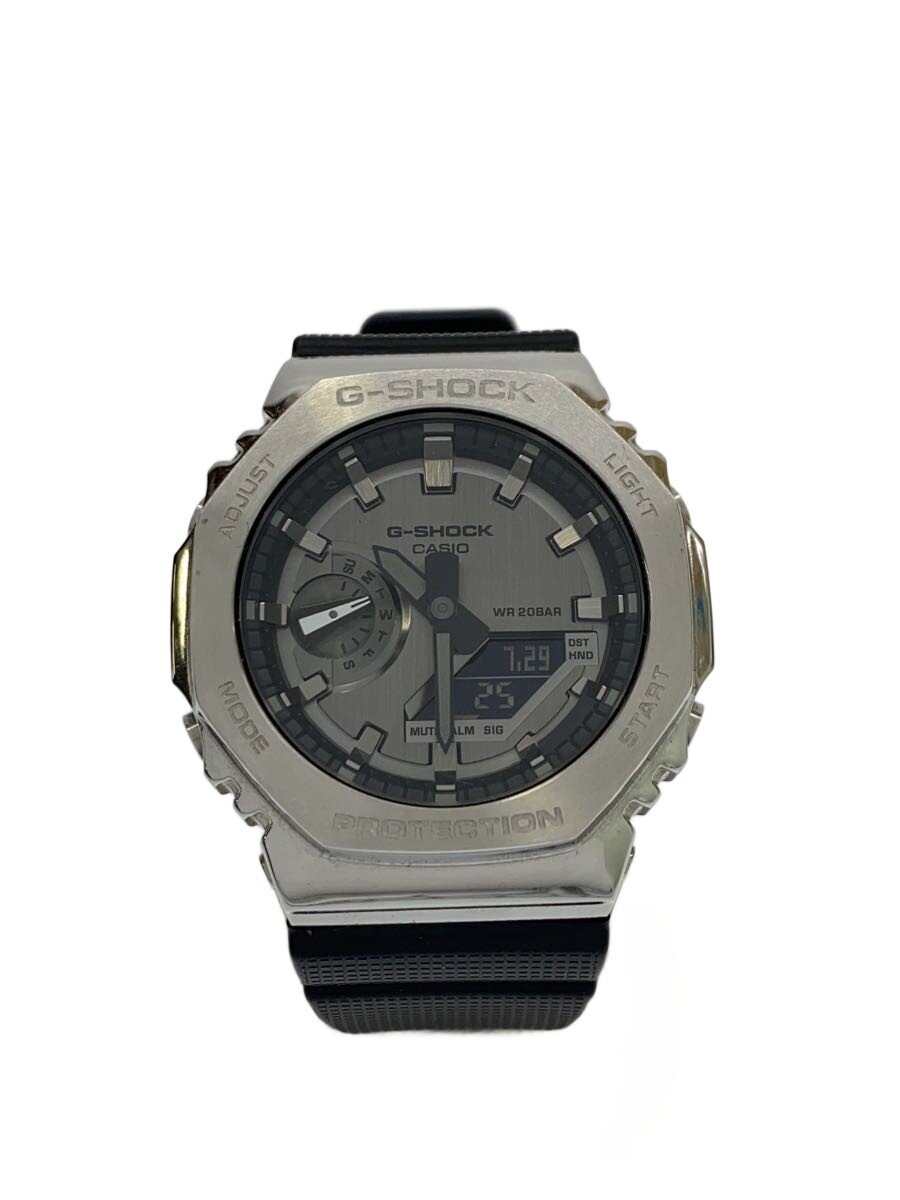 【中古】CASIO◆石英ウオッチ_G-SHOCK/デジアナ/天然ゴム/SLV/BLK/SS【服飾雑貨他】