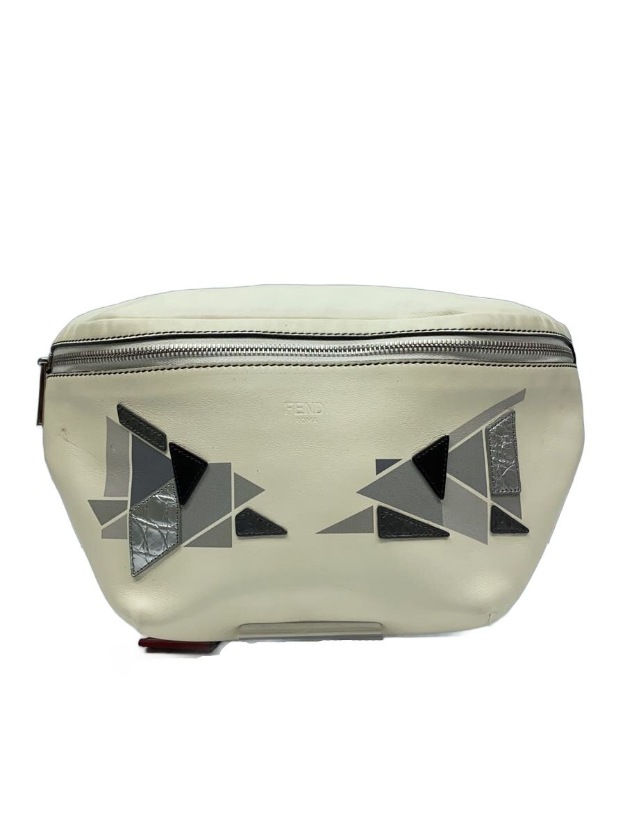 【中古】FENDI◆上半身御徒面子/モンスターアイ/酉の方角御徒面子/なめし革/WHT/7VA434/イタリア製【御徒面子】