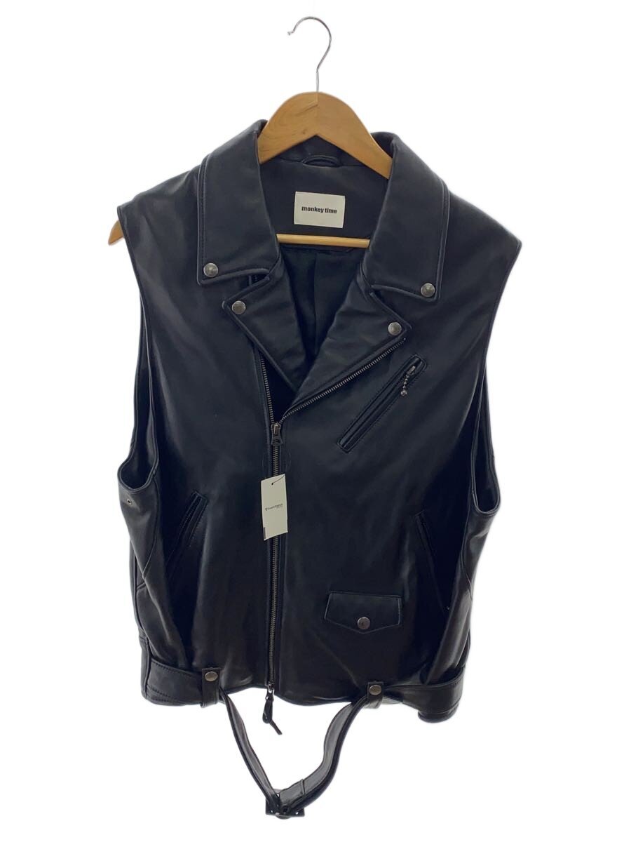 【中古】MONKEY TIME◆SHEEP W/RDS VEST/より良い/M/羊革/BLK/8325-199-1434//【メンズウェア】