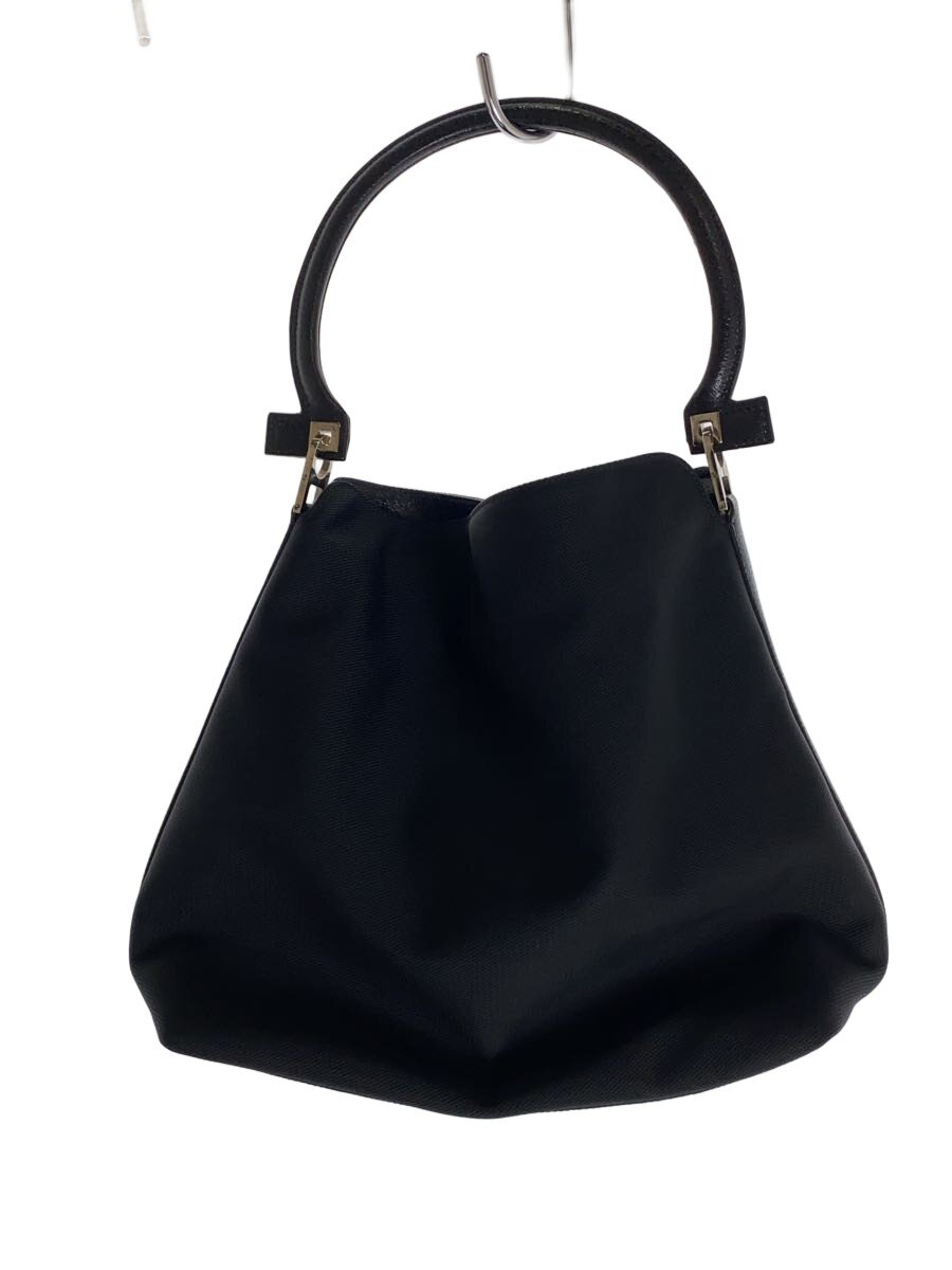 【中古】Salvatore Ferragamo◆ガンチーニ/ハンドバック/ナイロン/BLK/金-21-2426【御徒面子】