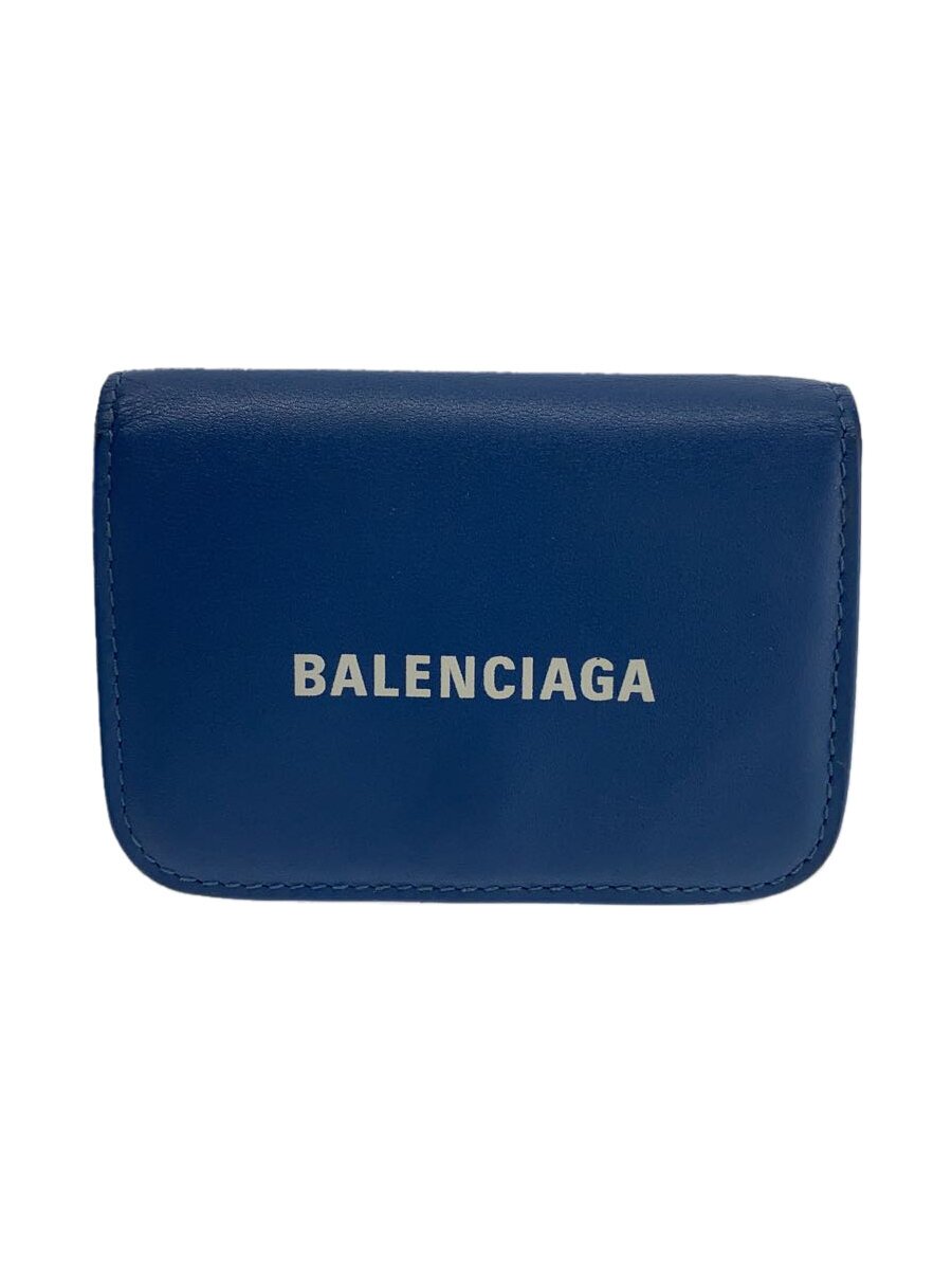 【中古】BALENCIAGA◆キャッシュミニ/コンパクトウォレット/3つ折り財布/レザー/ネイビー/レディース/593813【服飾雑貨他】|2nd STREET 店